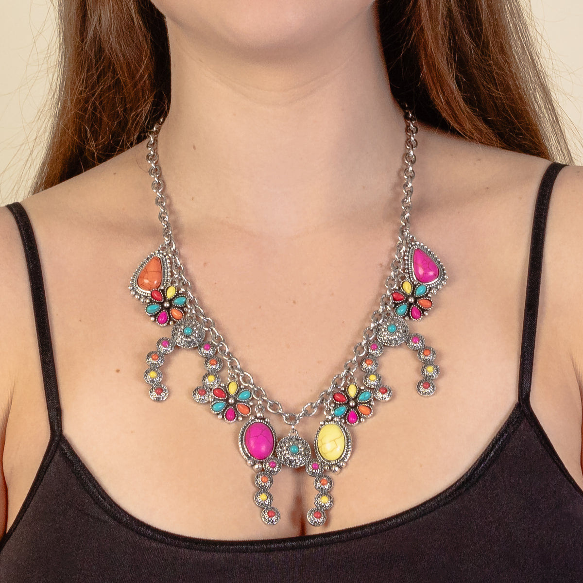 92052 - Squash Blossom Charm Necklace - Multi