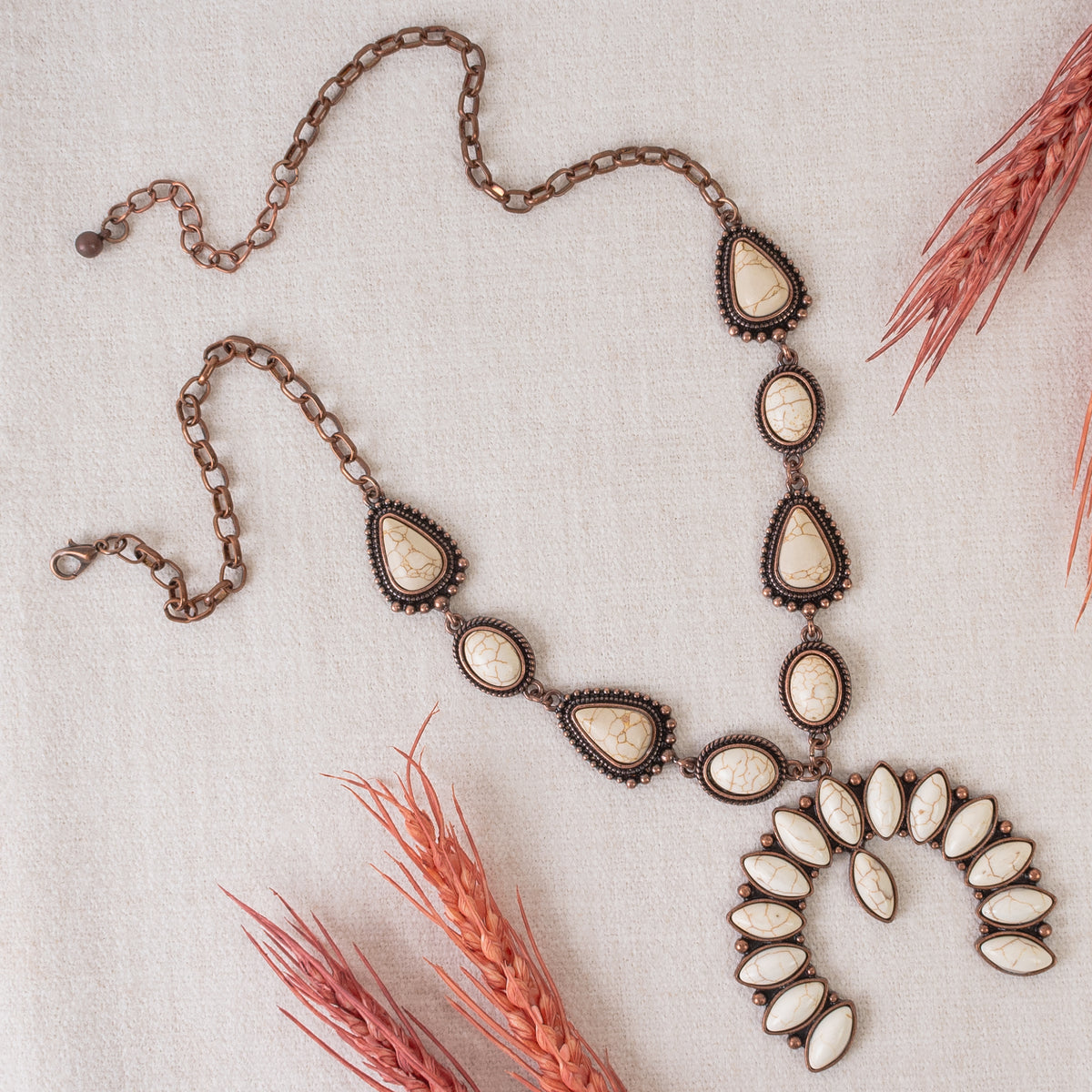 92056 - Squash Blossom Necklace - Ivory & Copper