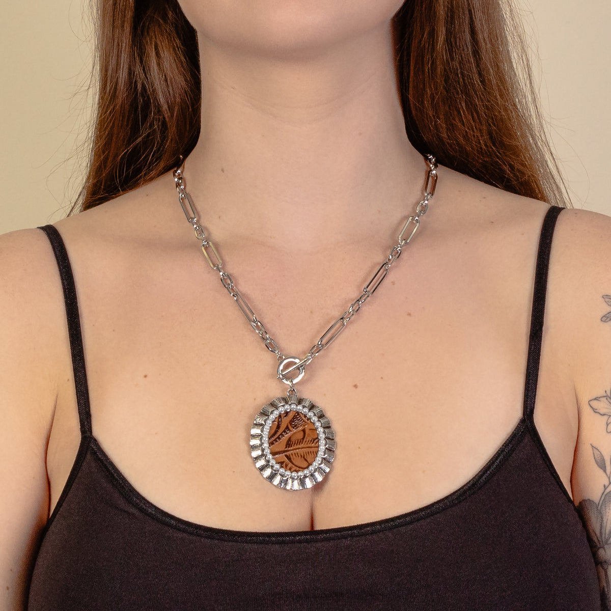 92062 - Western Squash Blossom Necklace - Brown