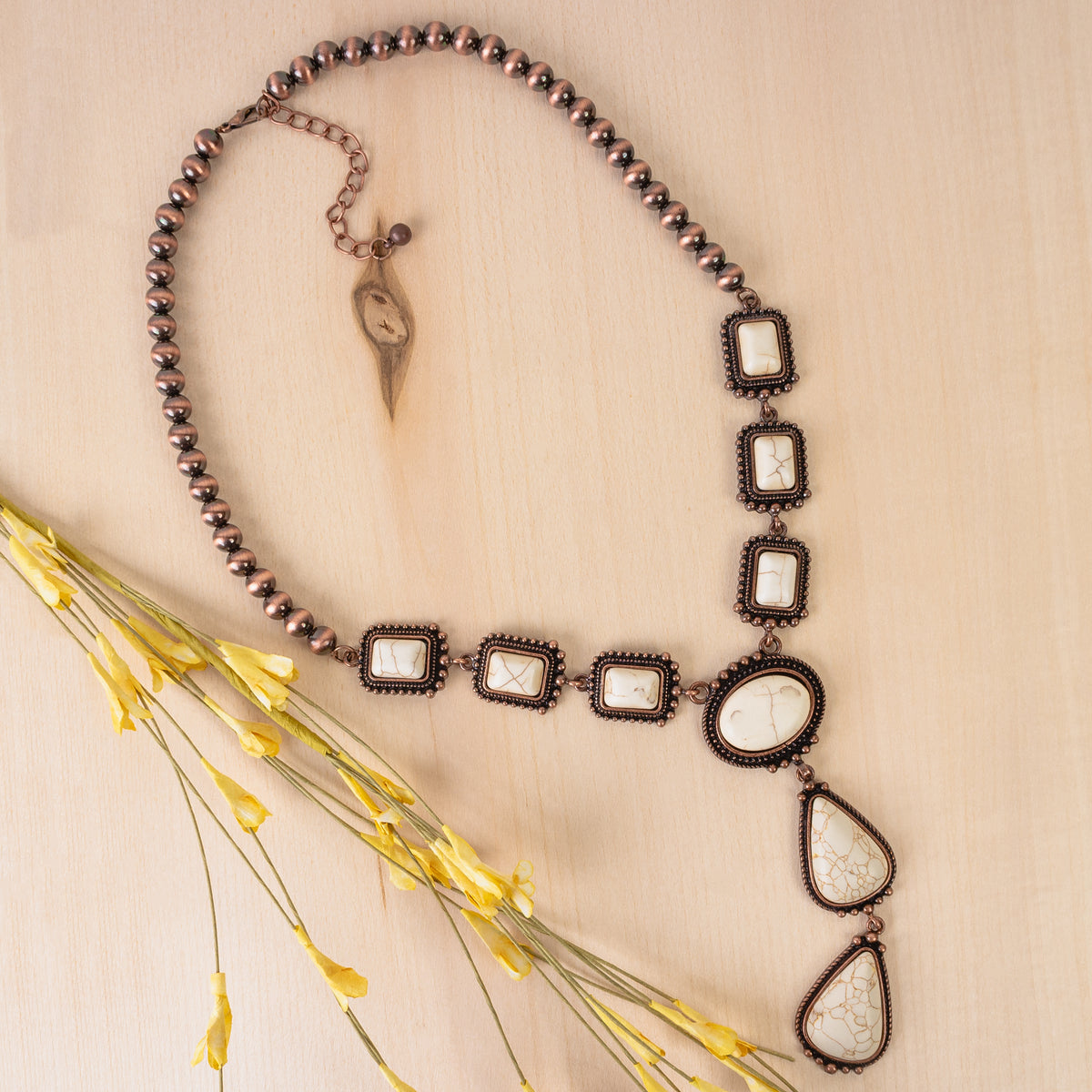 92065 - Squash Blossom Necklace - Ivory & Copper