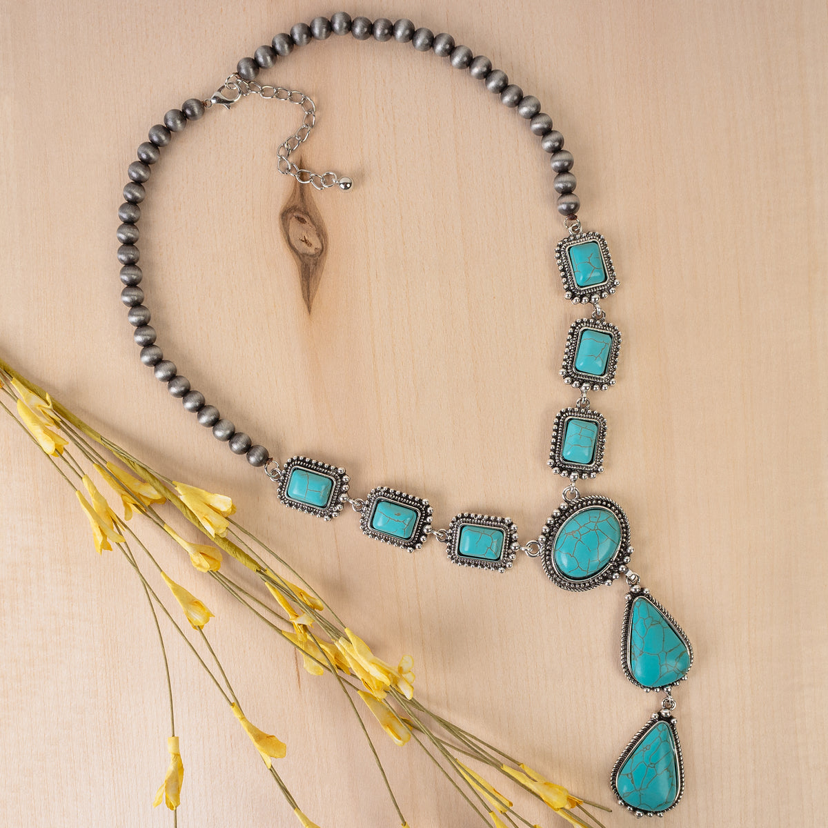 92065 - Squash Blossom Necklace - Turquoise & Silver