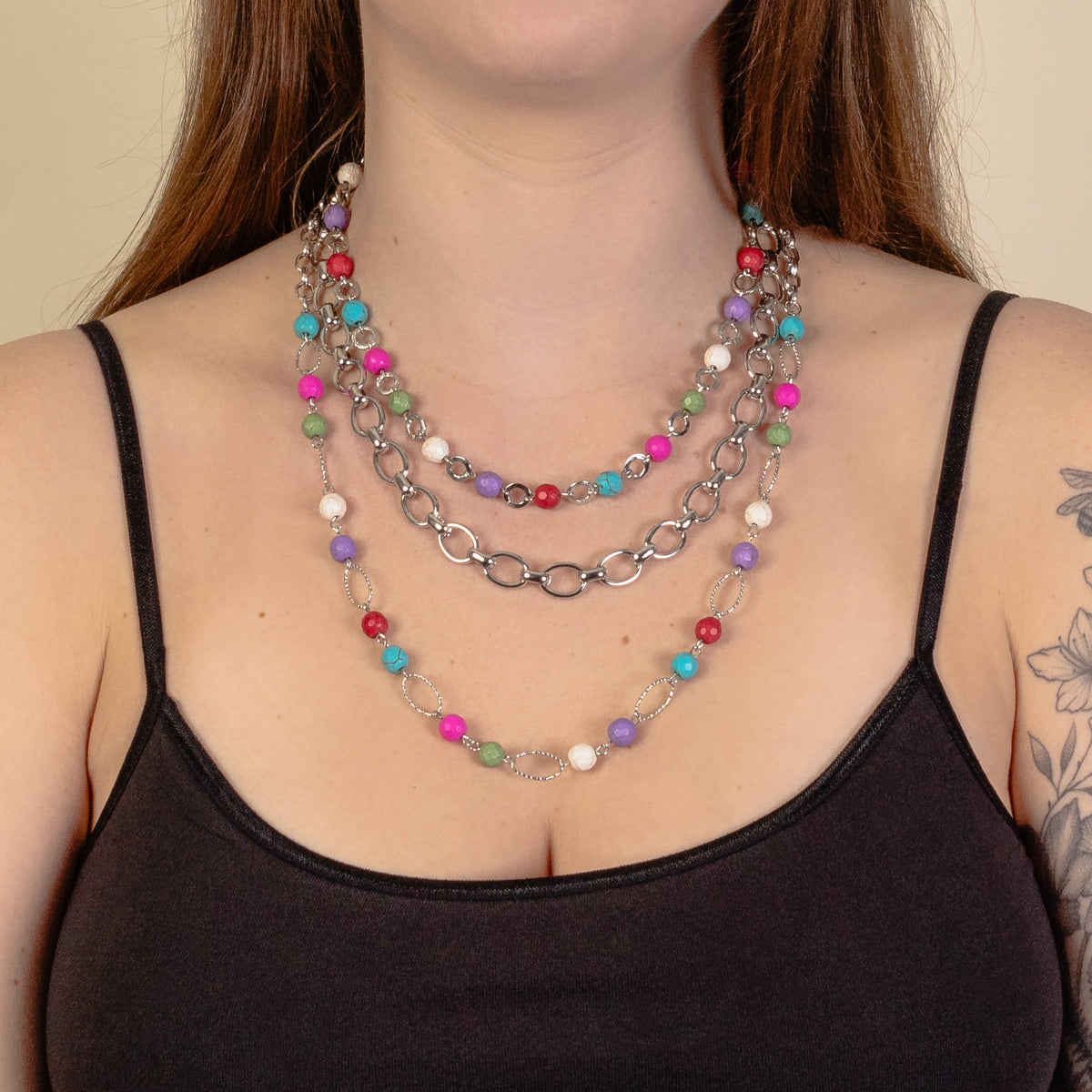 92068 - Squash Blossom Beaded Necklace - Multi