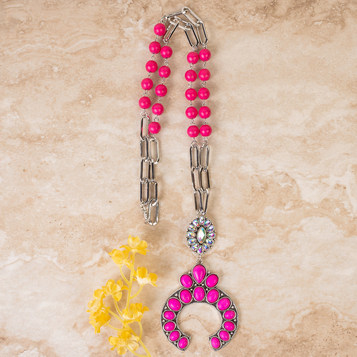92071 - Squash Blossom Necklace - Fuchsia