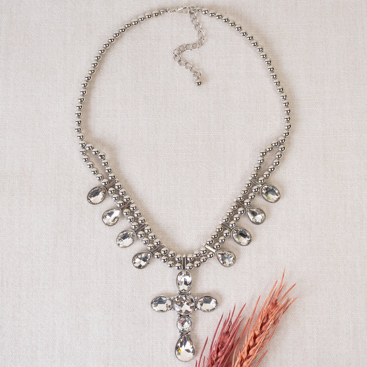 92079 - Crystal Pendant Necklace - Clear