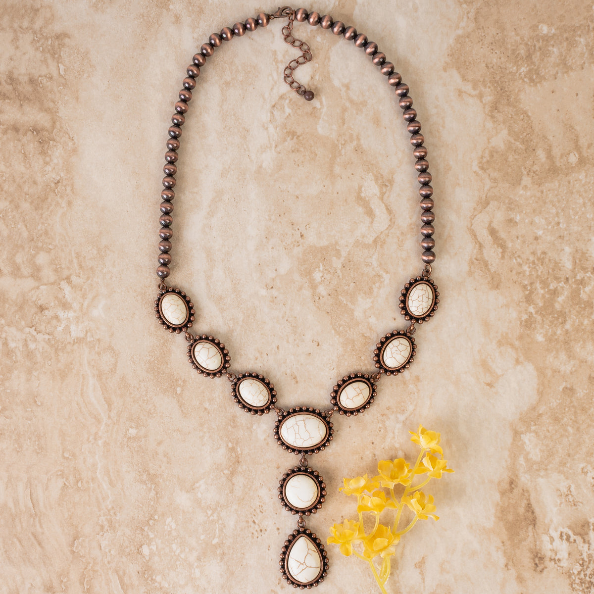 92085 - Squash Blossom Necklace - Ivory & Copper