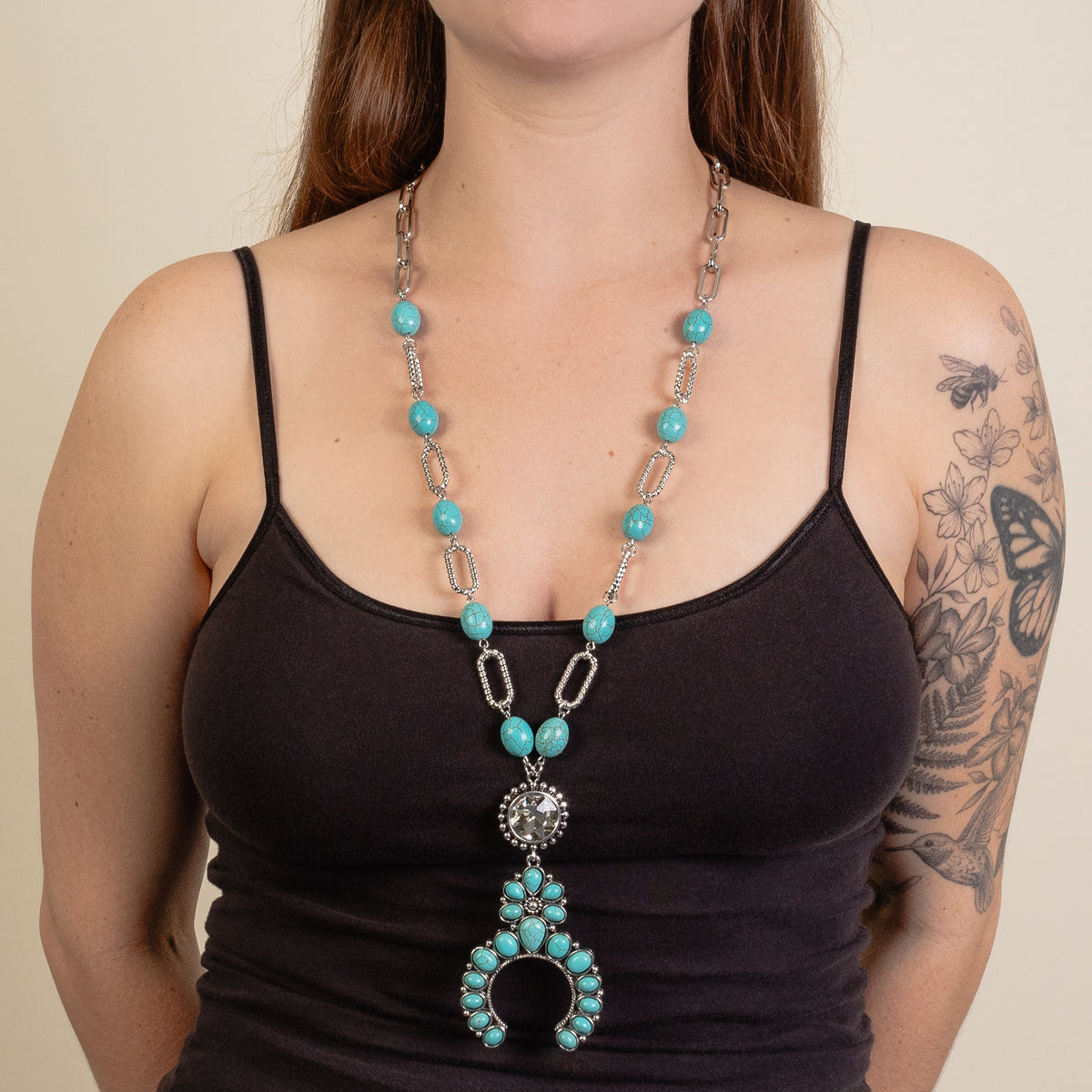 92086 - Squash Blossom Necklace - Turquoise & Silver