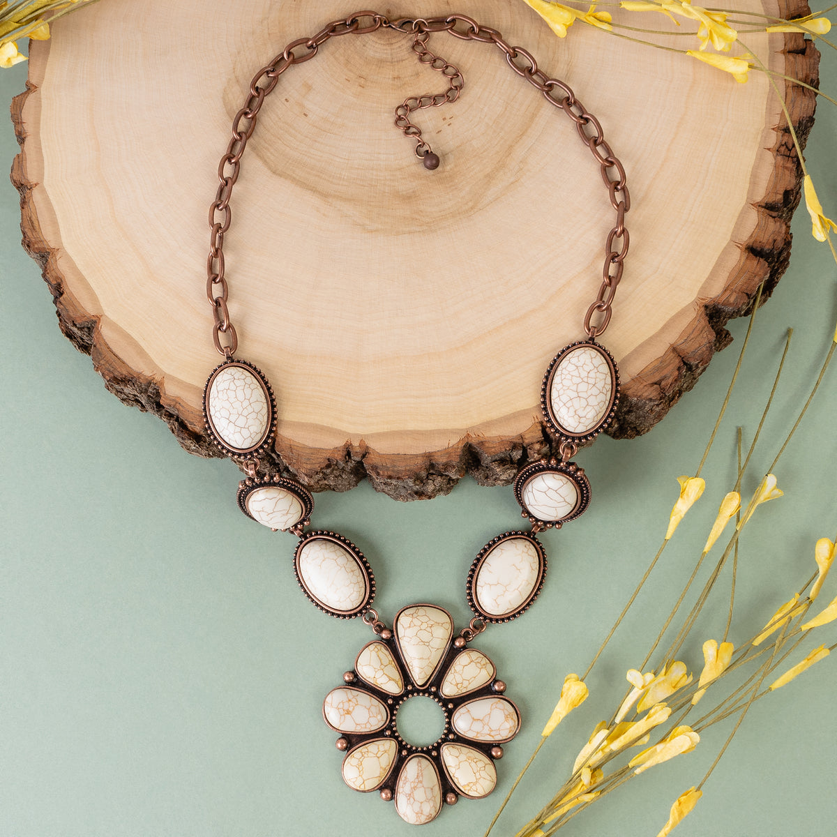 92089 - Squash Blossom Necklace - Ivory & Copper