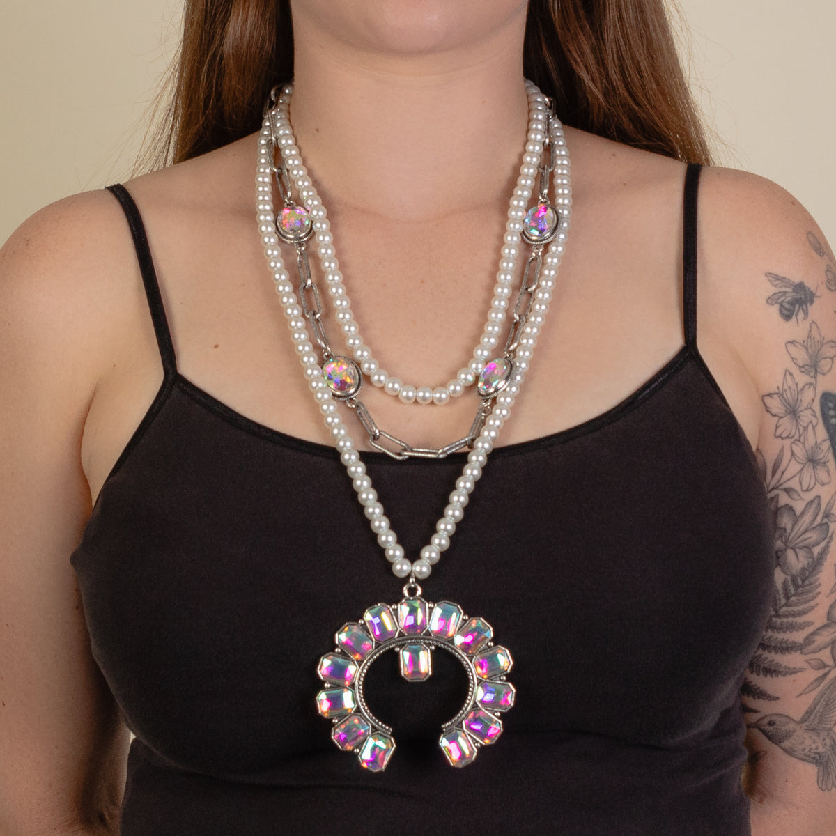 92112 - Layered Crystal Necklace - AB