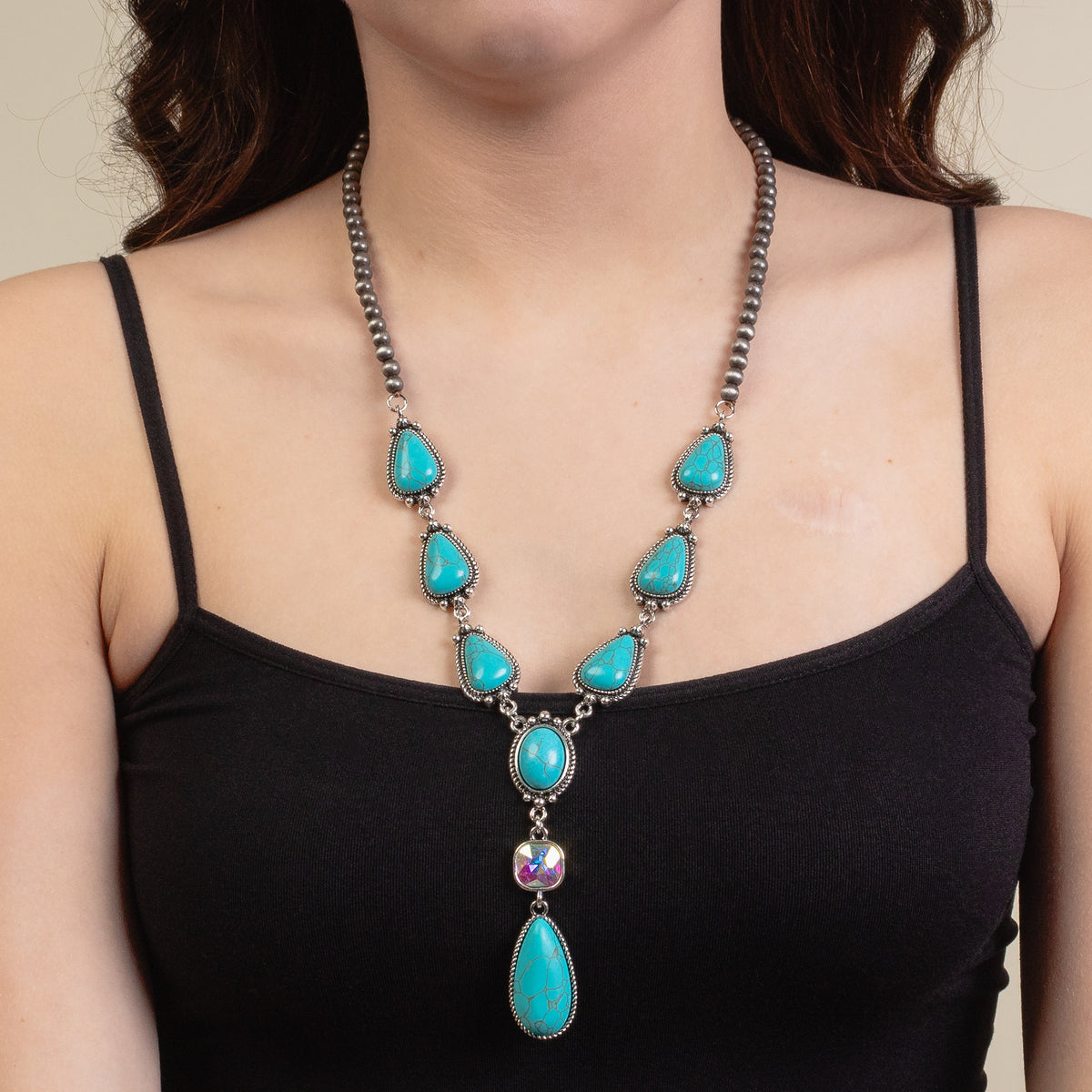 92132 - Squash Blossom Necklace - Turquoise & Silver | Your Fashion ...