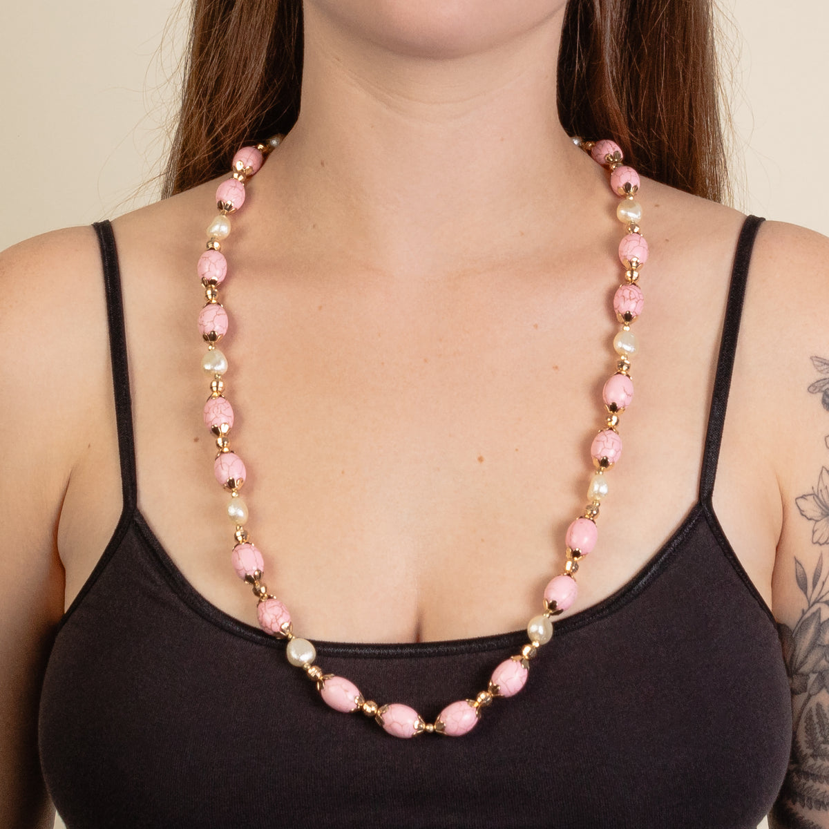 92135 - Western Beaded Necklace - Pink