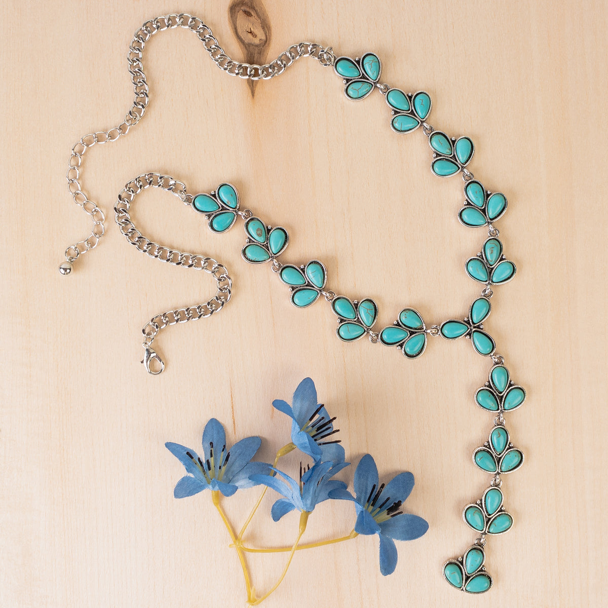 92136 - Squash Blossom Necklace - Turquoise & Silver