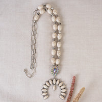 Load image into Gallery viewer, 92139 - Squash Blossom Necklace - Ivory &amp; Silver
