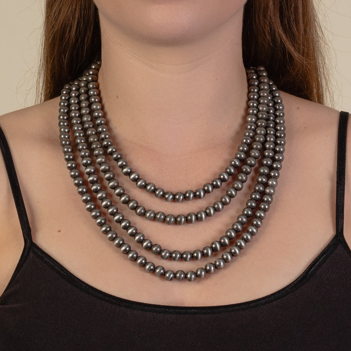 92143 - Layered Western Beaded Necklace -Silver