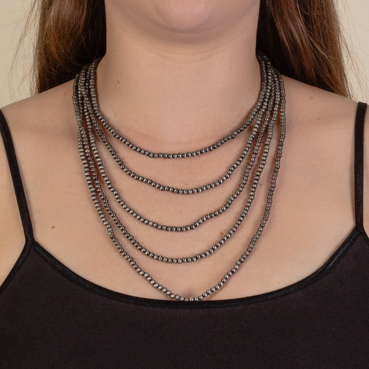 92145 - Layered Western Beaded Necklace - Silver