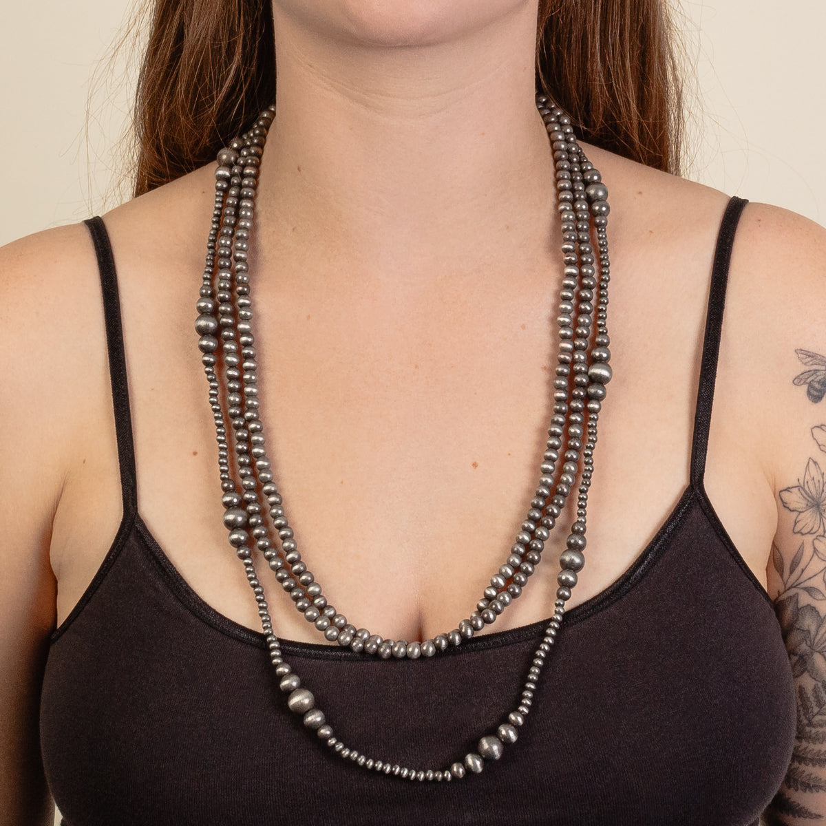 92146 - Layered Western Beaded Necklace - Silver