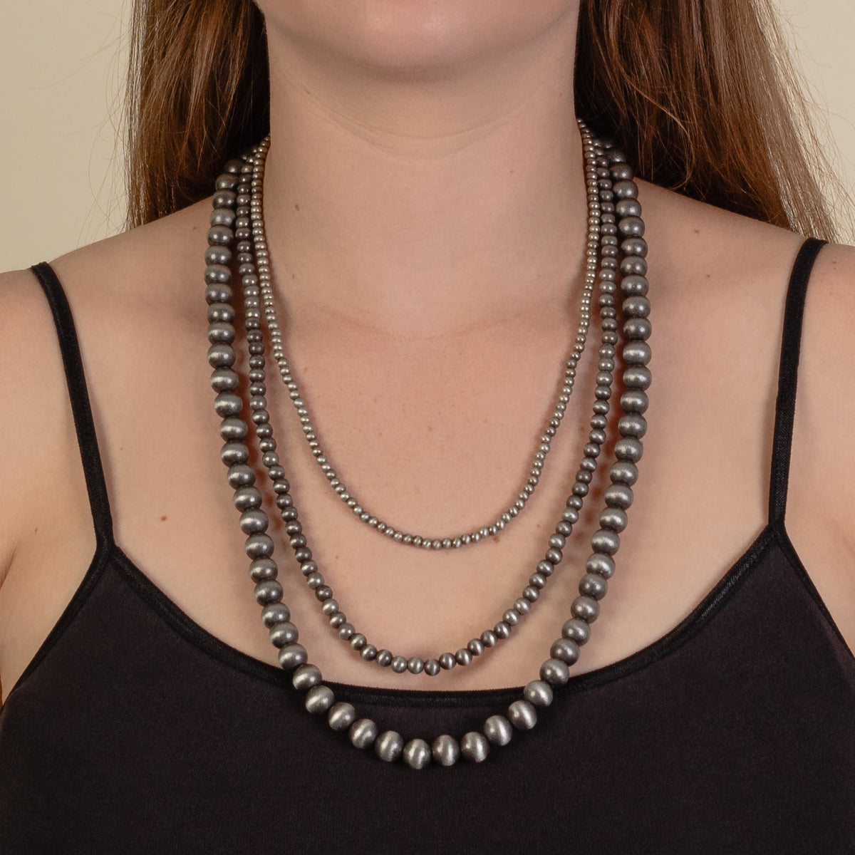 92150 - Layered Western Beaded Necklace - Silver