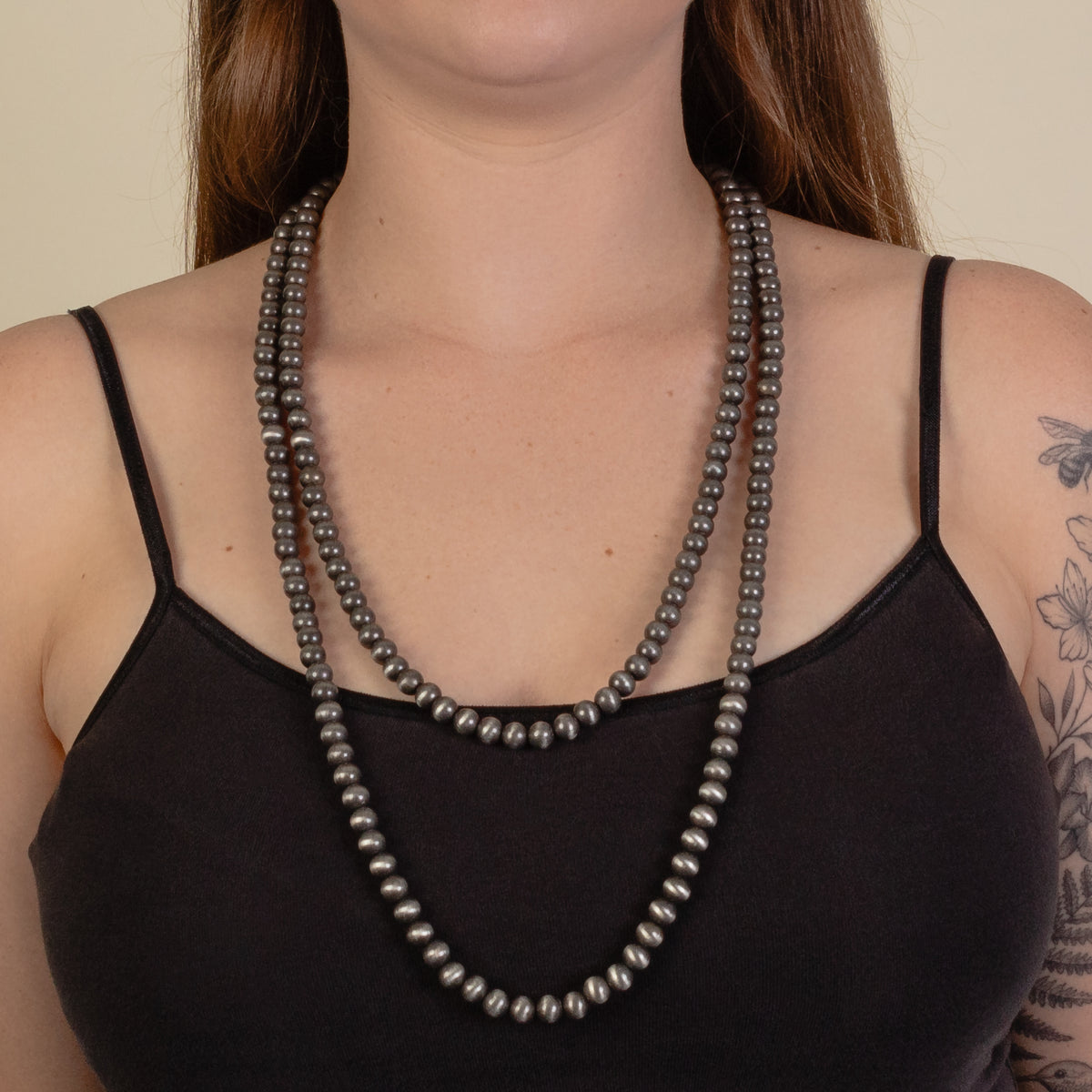 92151 - Beaded Squash Blossom Necklace - Silver