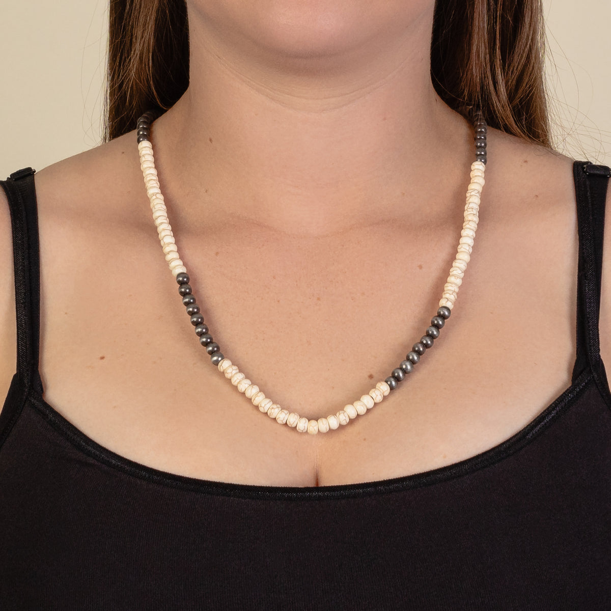 92156 - Western Pearl Necklace - Ivory & Silver