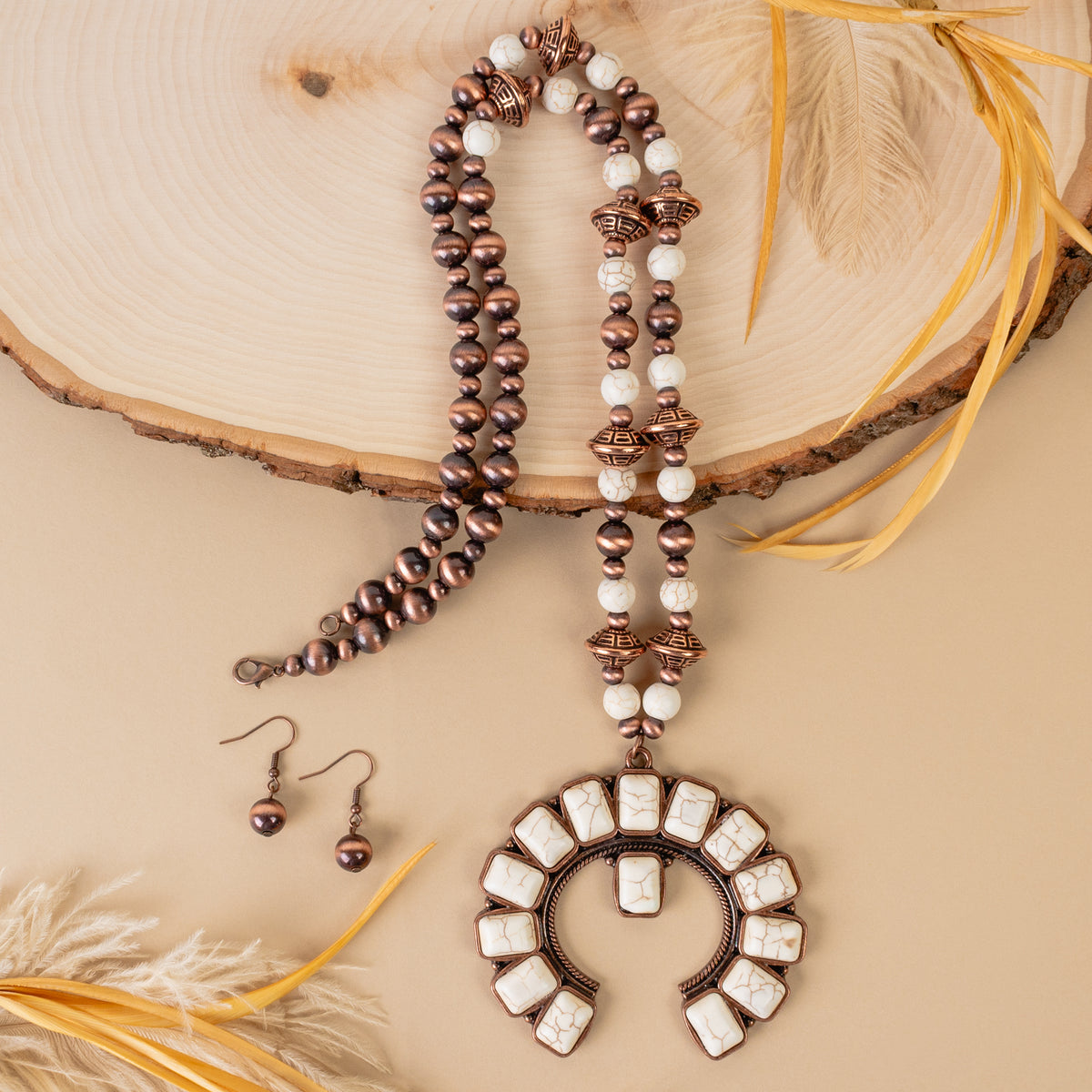 92165 - Squash Blossom Necklace - Ivory & Copper