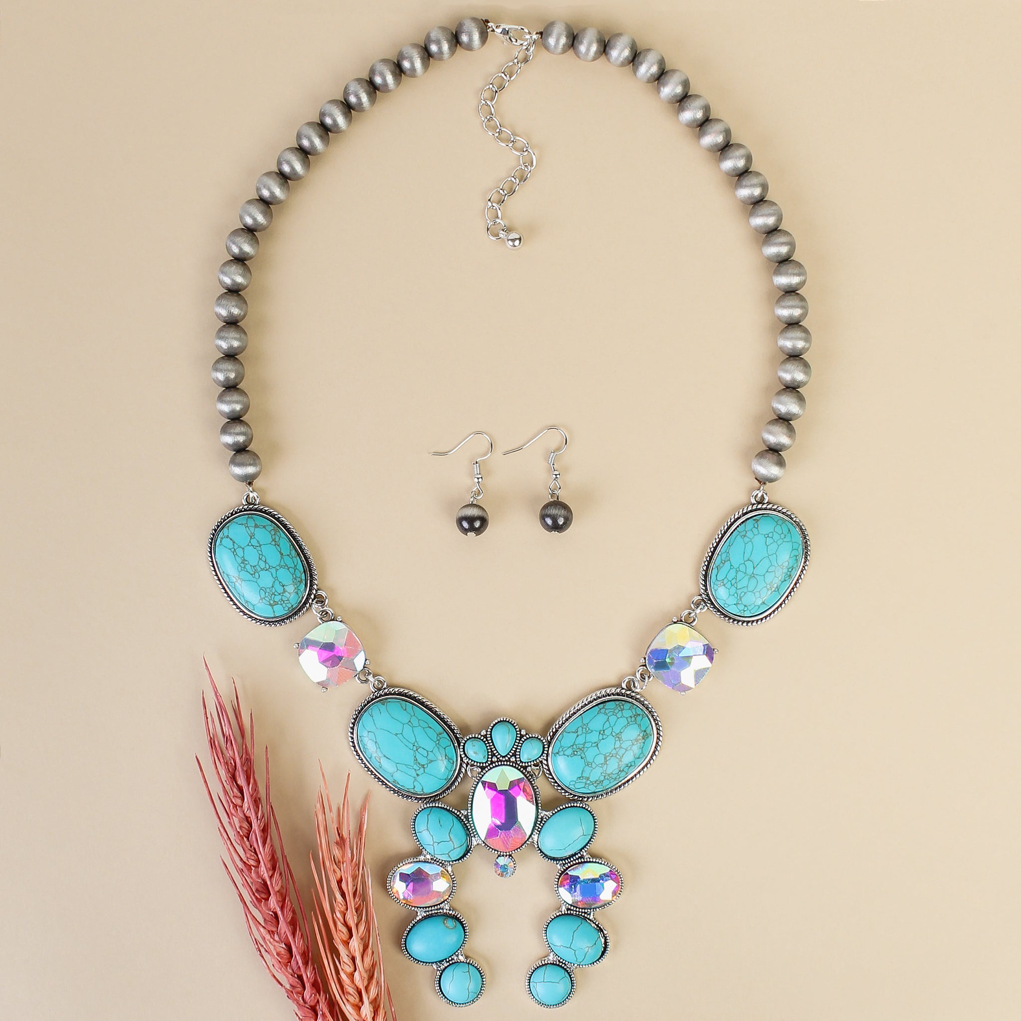 92175 - Squash Blossom Necklace - Turquoise & Silver | Your