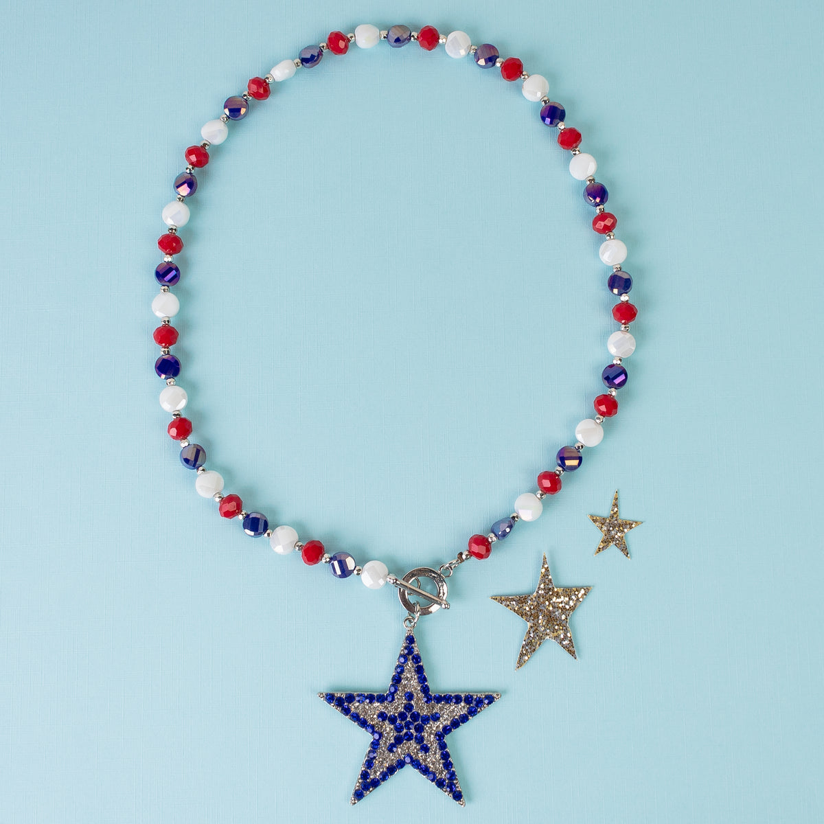 92206 - Star Necklace - Red, White, & Blue