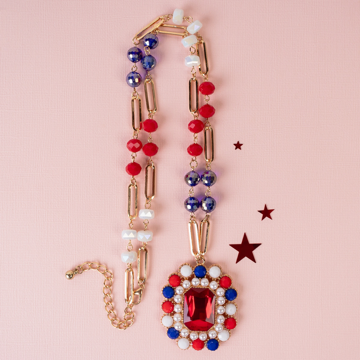 92207 - Fourth of July Necklace - Red, White, & Blue