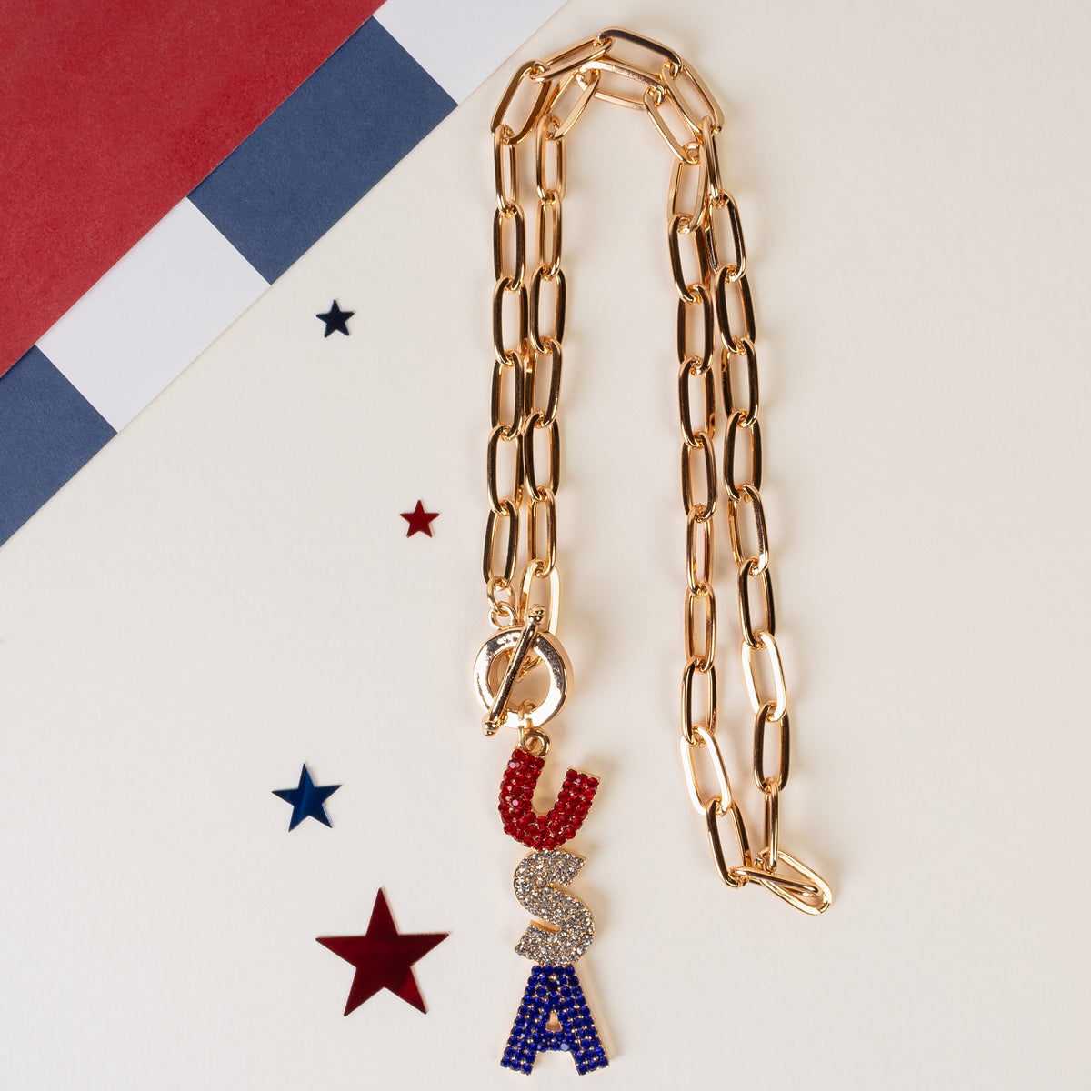 92208 - USA Necklace - Red, White, & Blue