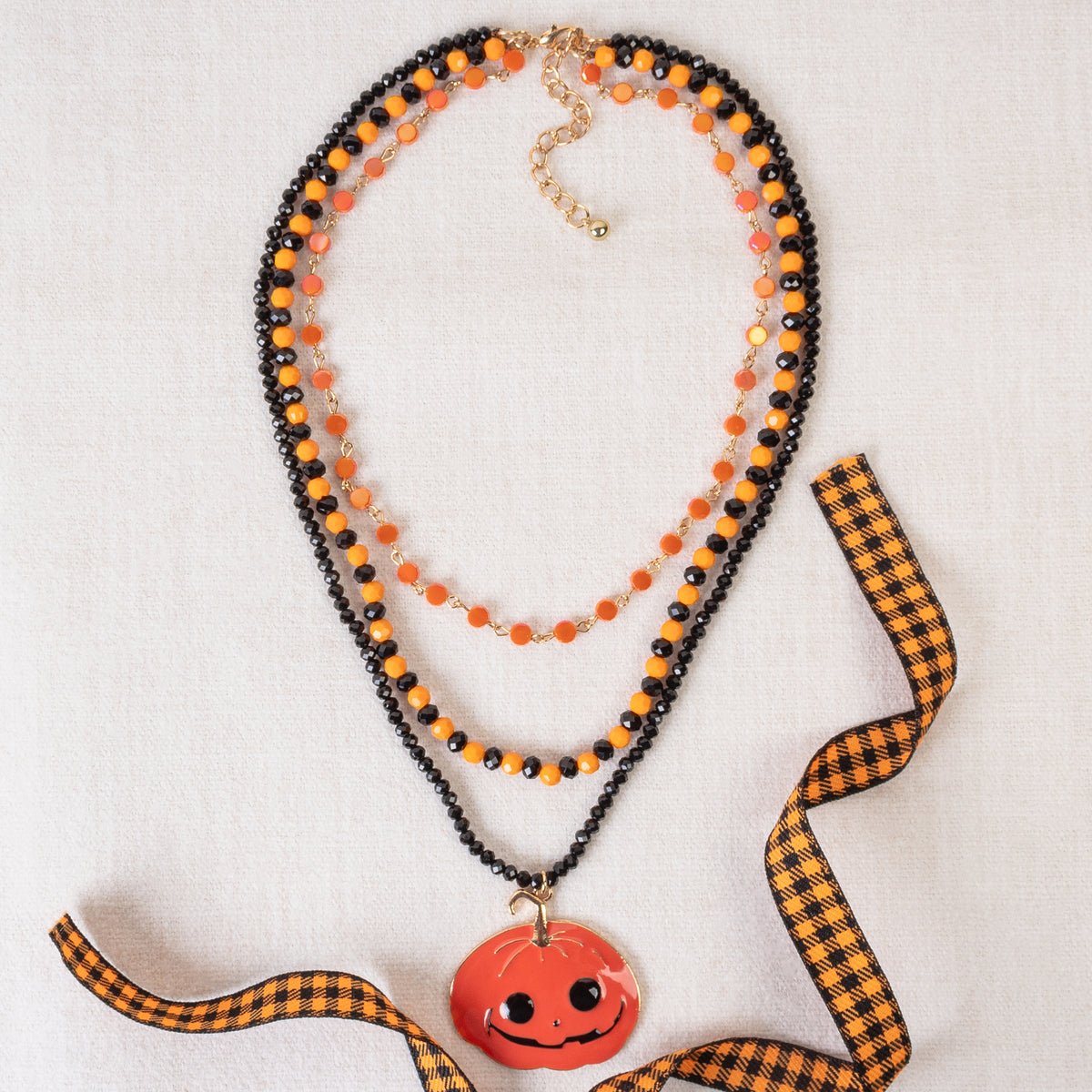 92210 - Layered Halloween Necklace - Orange