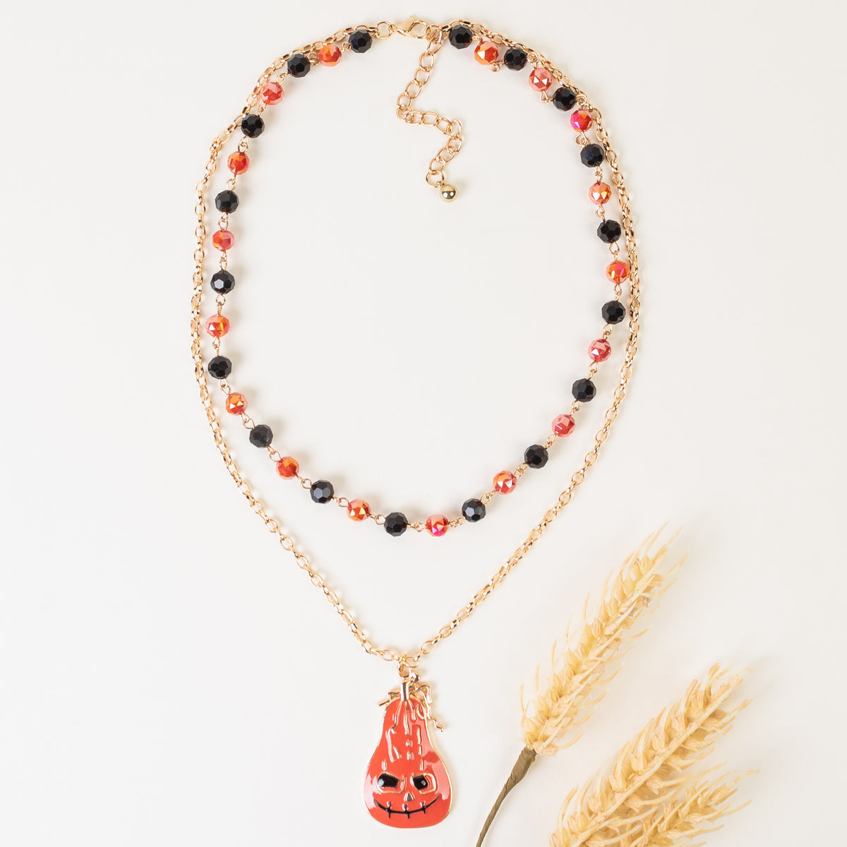 92211 - Layered Halloween Necklace - Orange