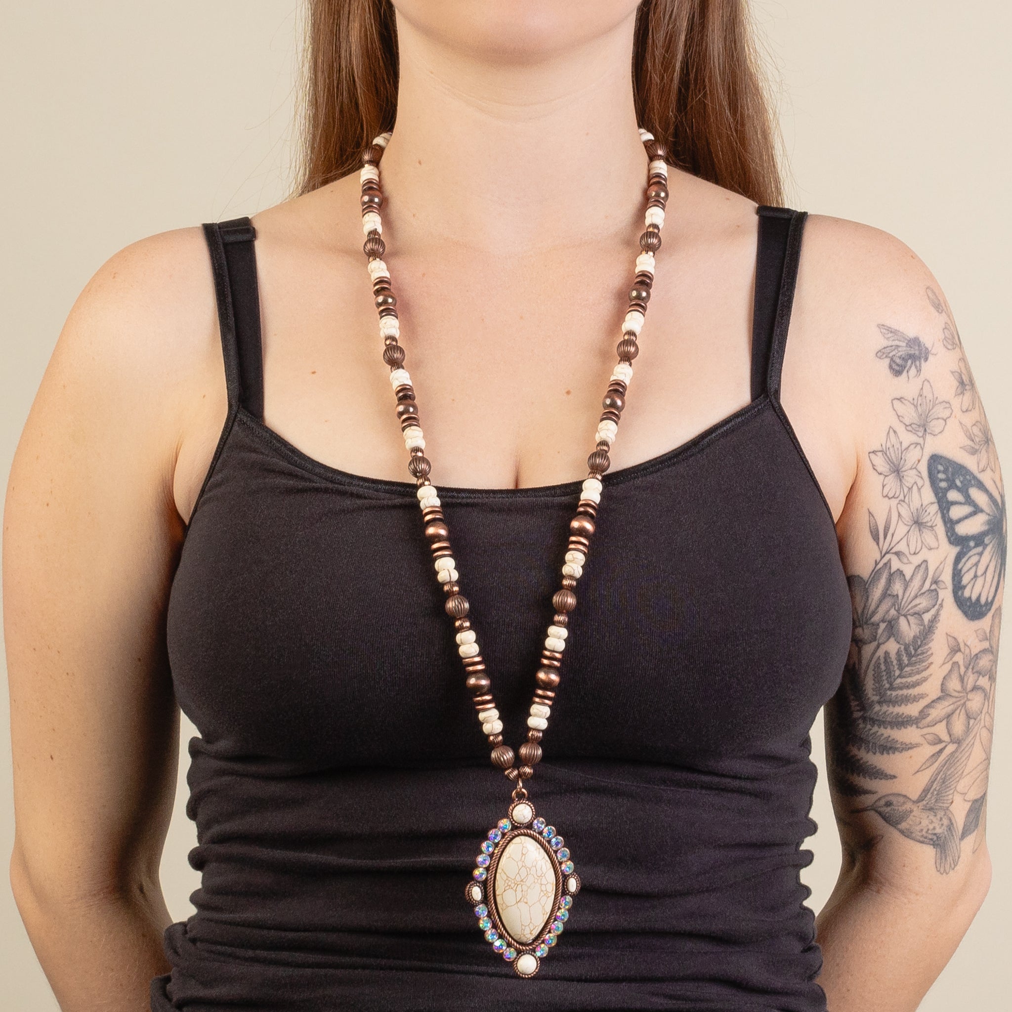 92216 - Squash Blossom Necklace - Ivory & Copper | Your Fashion