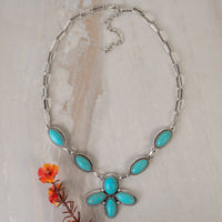 Load image into Gallery viewer, 92249 - Squash Blossom Necklace - Turquoise &amp; Silver
