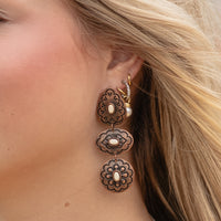 Load image into Gallery viewer, 93091 - Western Squash Blossom Earrings - Ivory &amp; Copper
