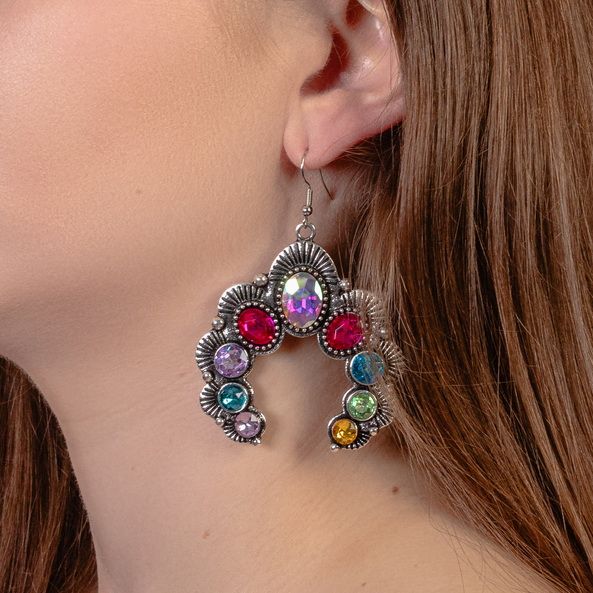 93150 - Crystal Squash Blossom Earrings - Multi