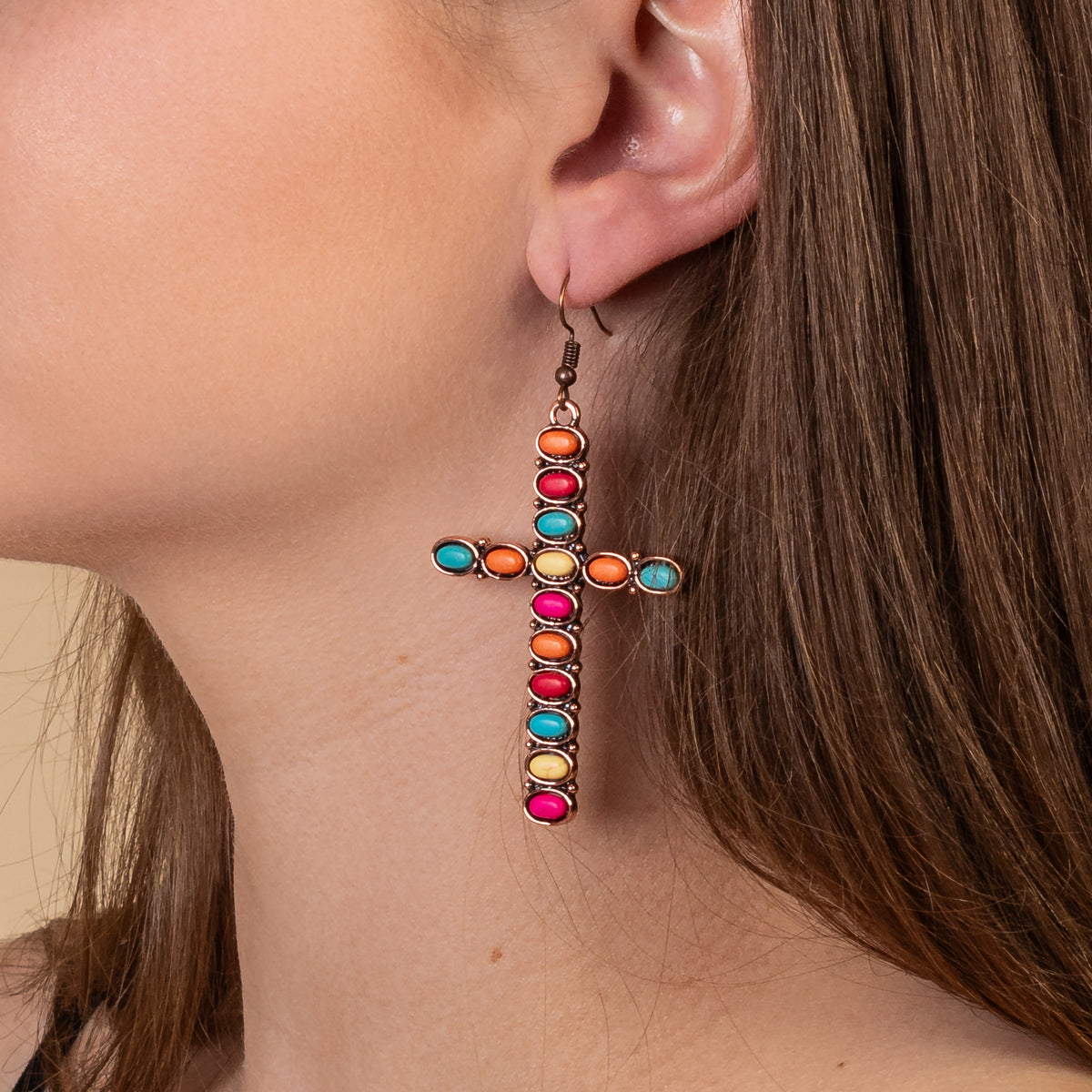 93165 - Cross Earrings - Multi