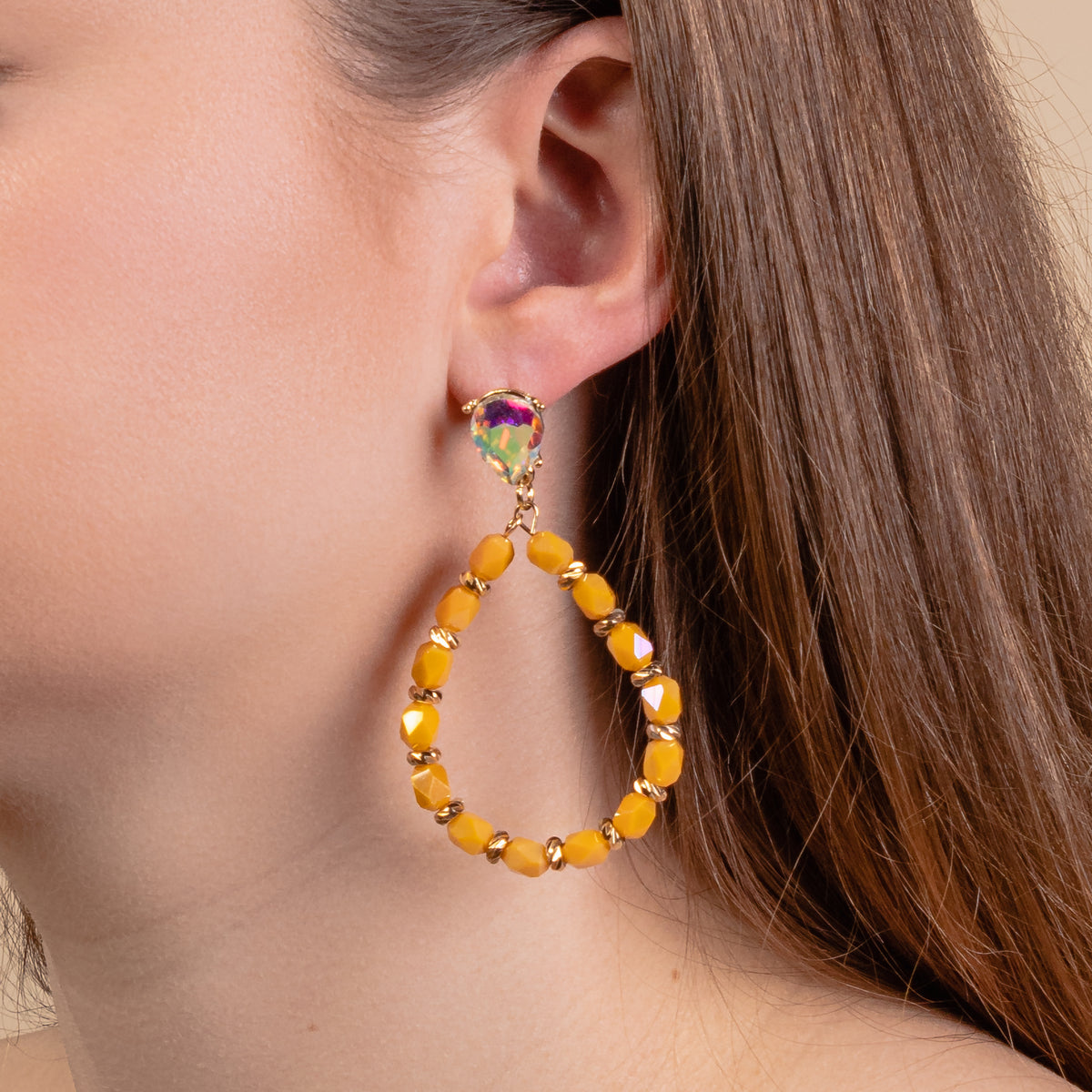 93170 - Beaded Hoop Earrings - Gold