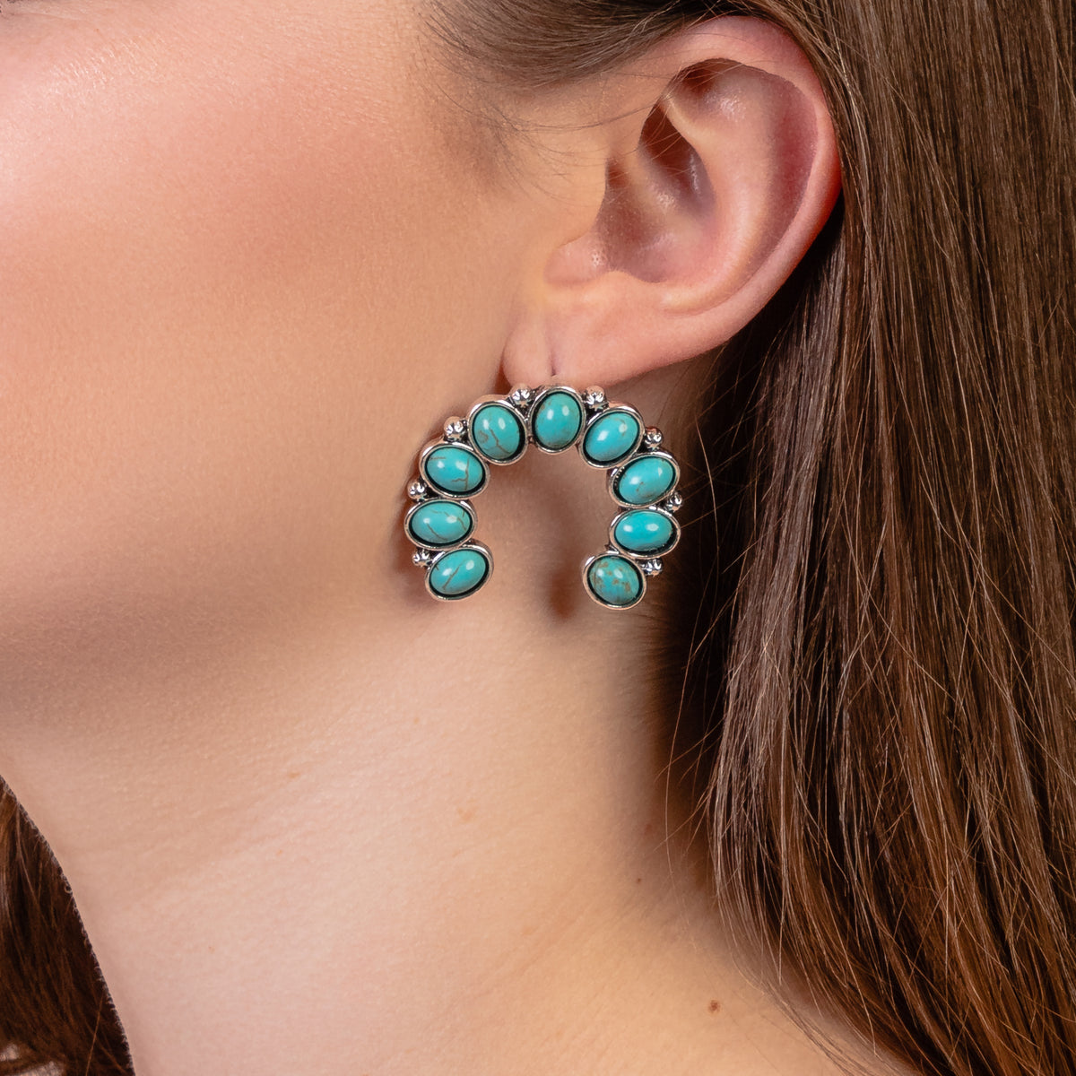93178 - Squash Blossom Earrings - Turquoise & Silver