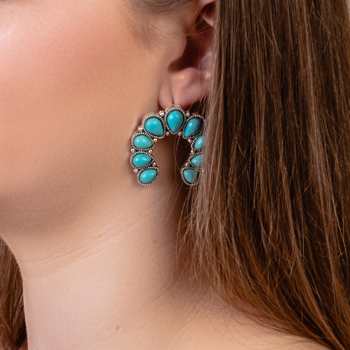 93179 - Squash Blossom Earrings - Turquoise & Silver