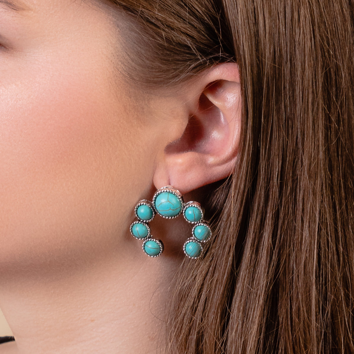 93180 - Squash Blossom Earrings - Turquoise & Silver
