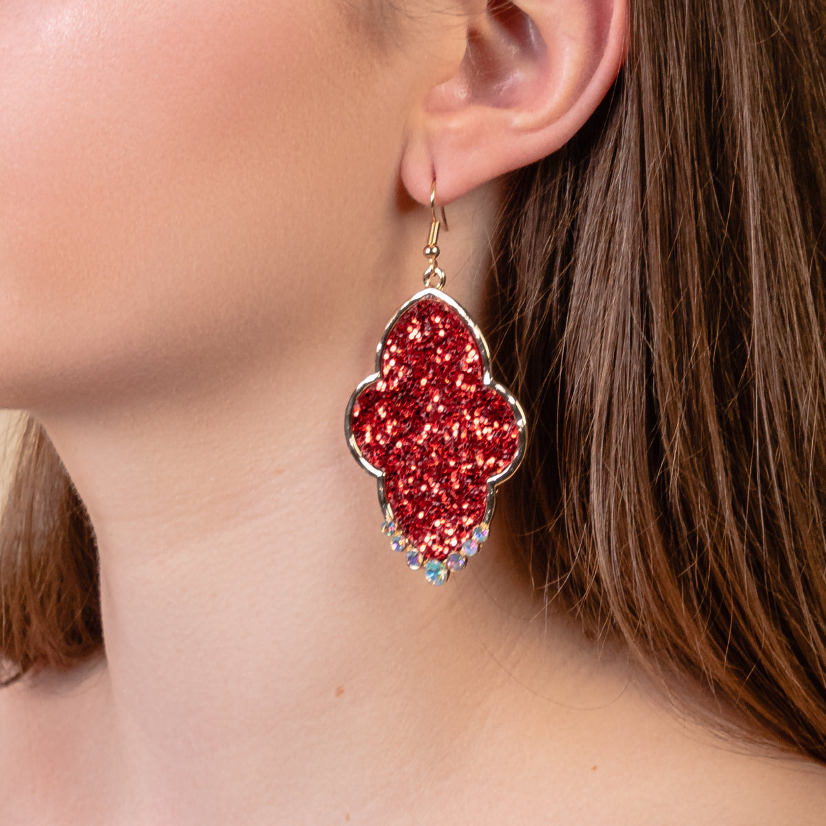 93191 - Glitter Earrings - Red