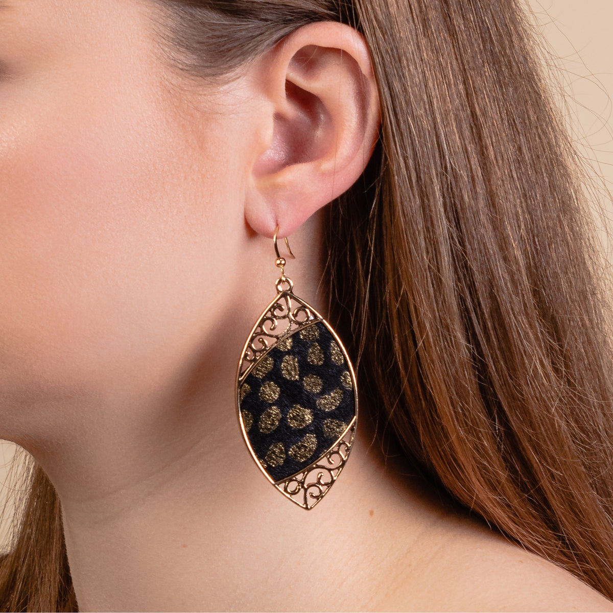 93204 - Animal Print Earrings - Black