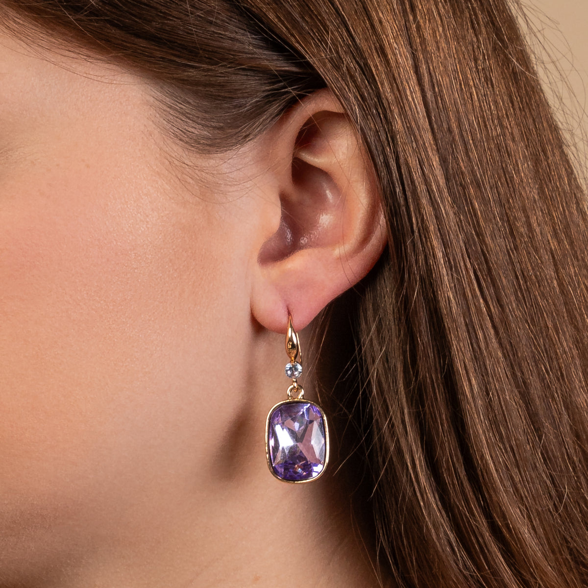 93220 - Crystal Earrings - Purple