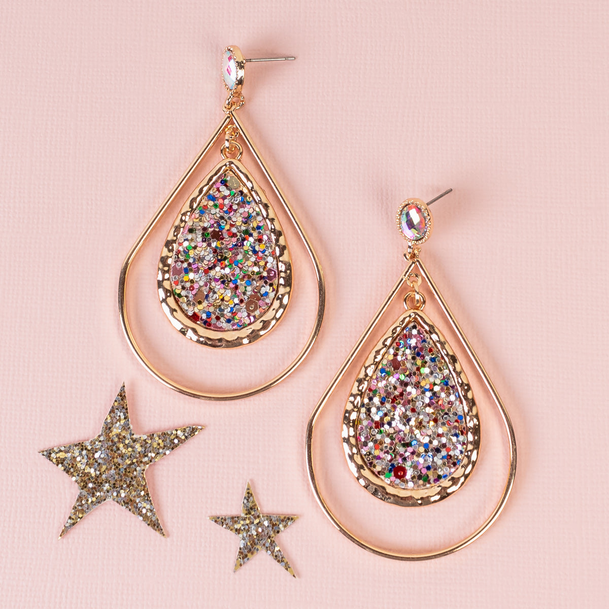 93229 - Glitter Drop Earrings - Multi
