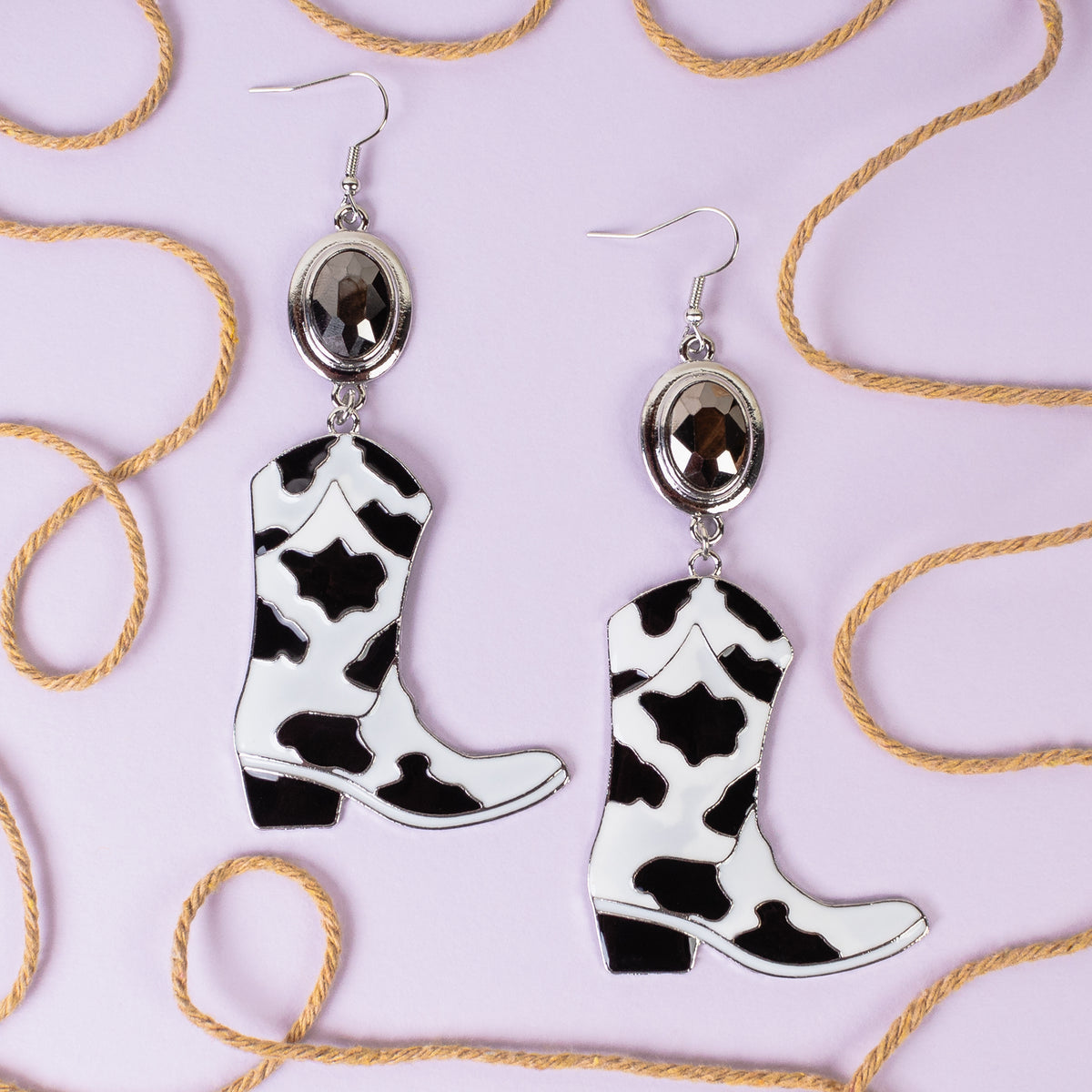 93267 - Western Cowboy Boot Earrings - Black