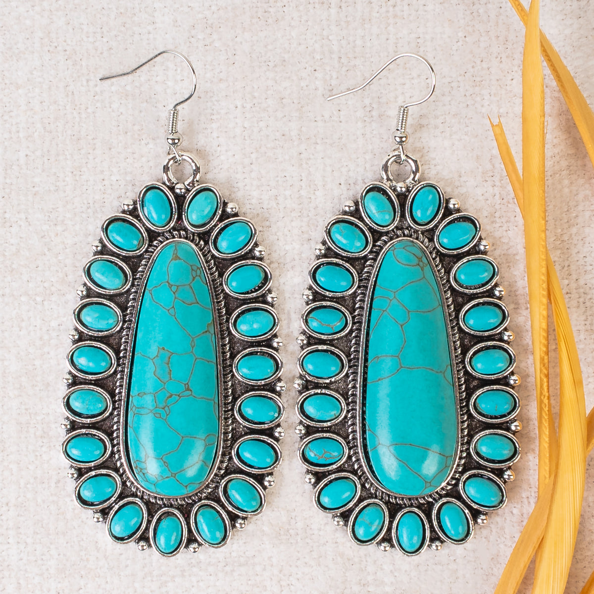 93273 - Squash Blossom Earrings - Turquoise & Silver