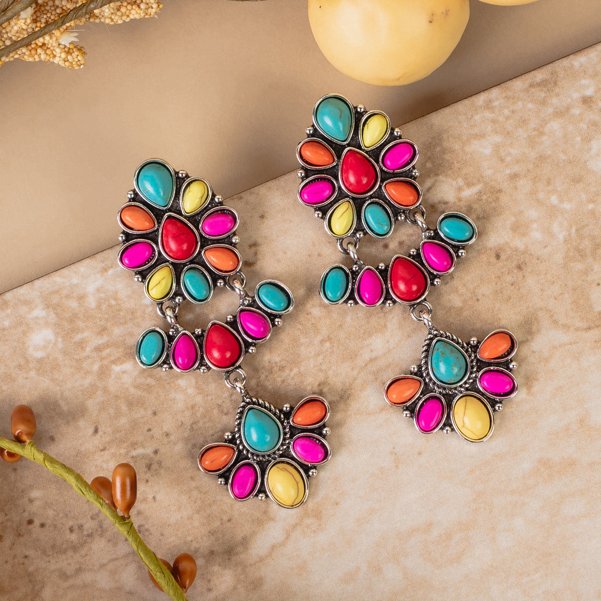 93281 - Squash Blossom Earrings - Multi