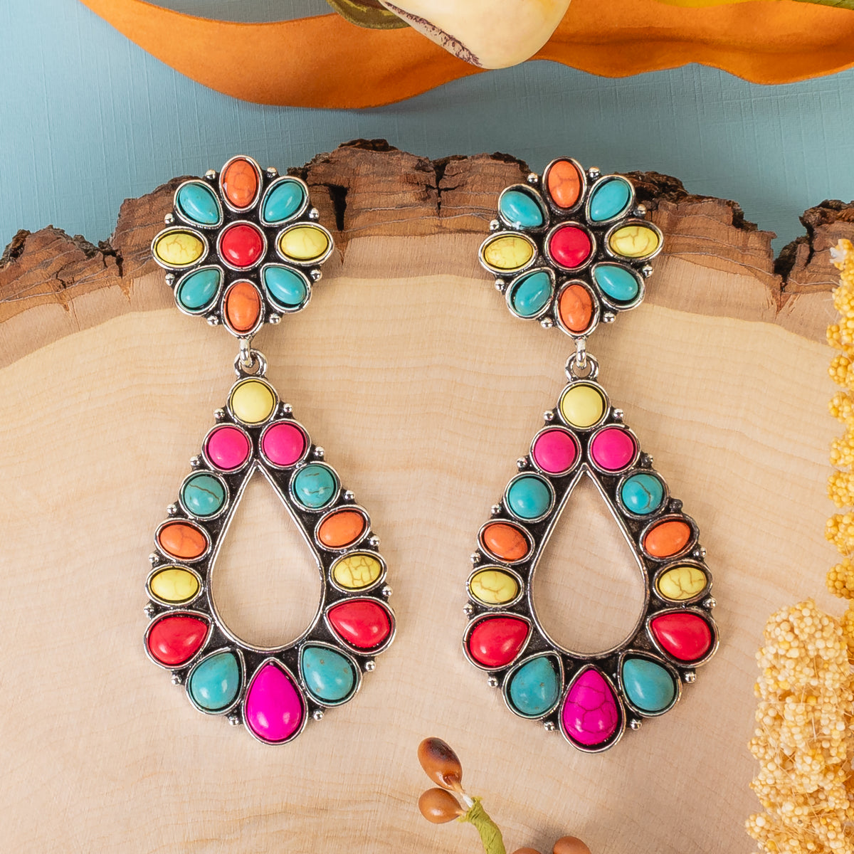 93282 - Squash Blossom Earrings - Multi