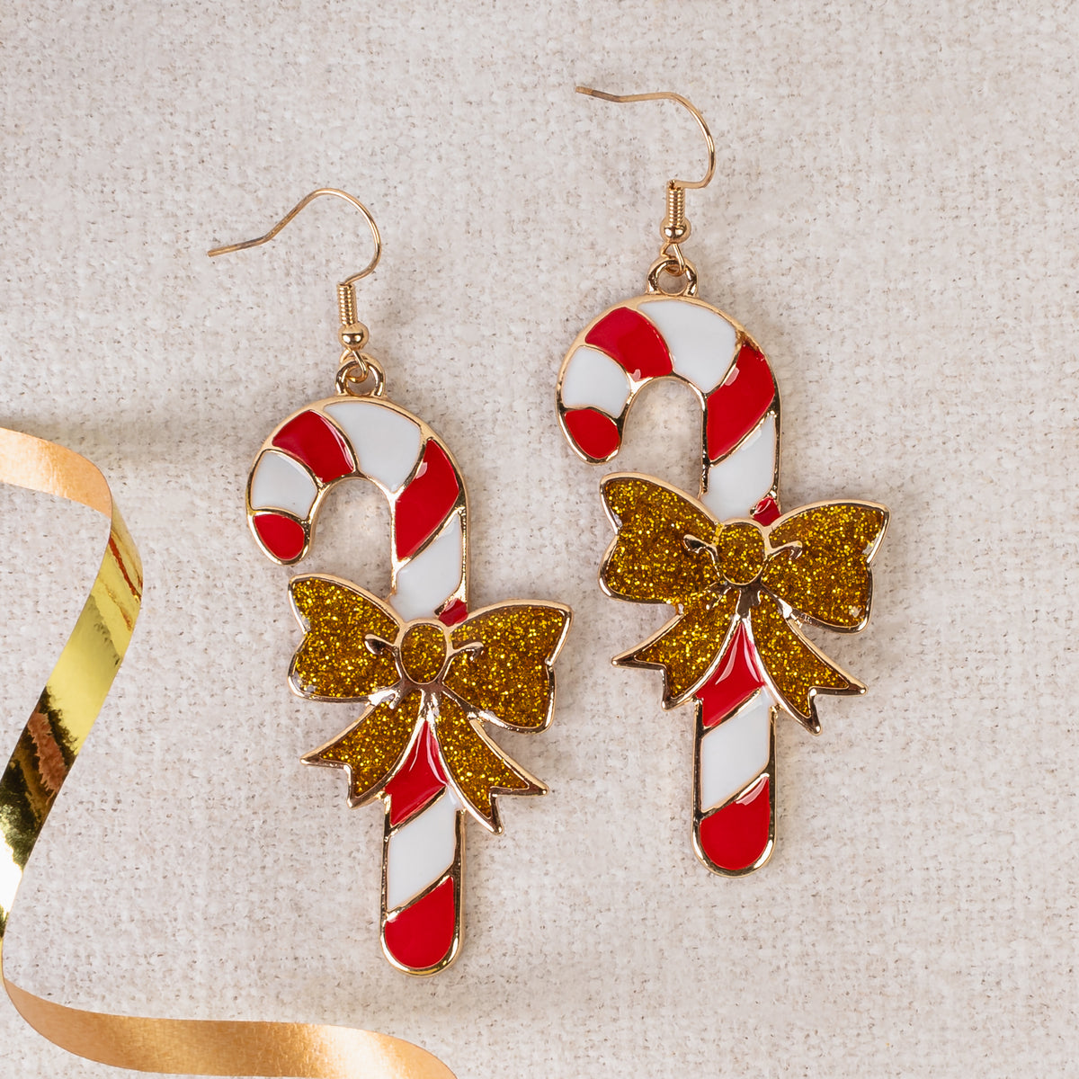 93298 - Candy Cane Earrings - Gold