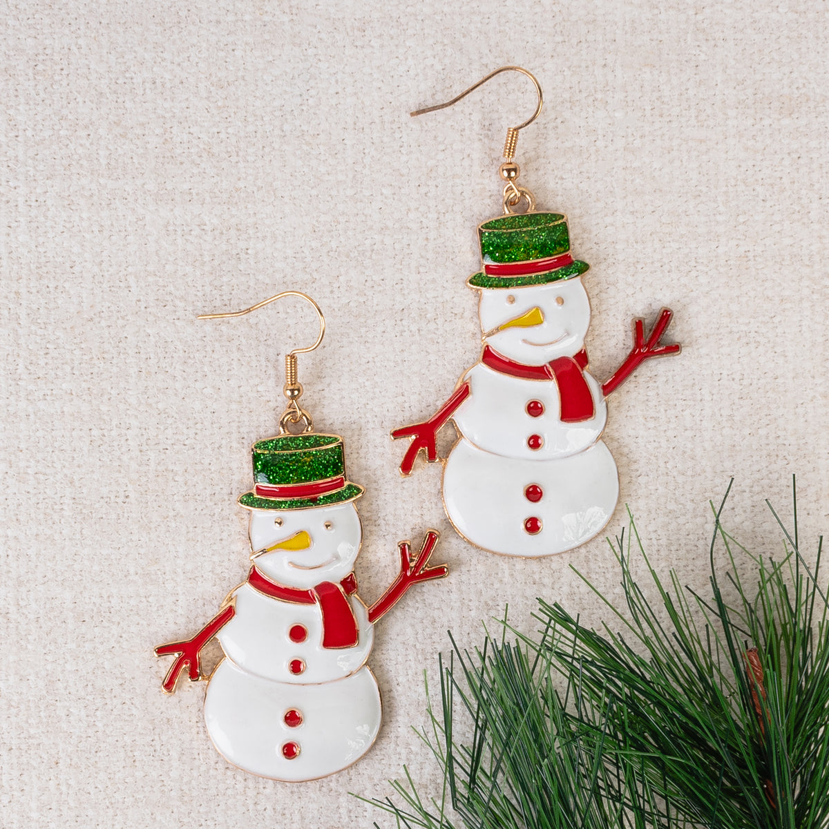 93301 - Snowman Earrings - Green