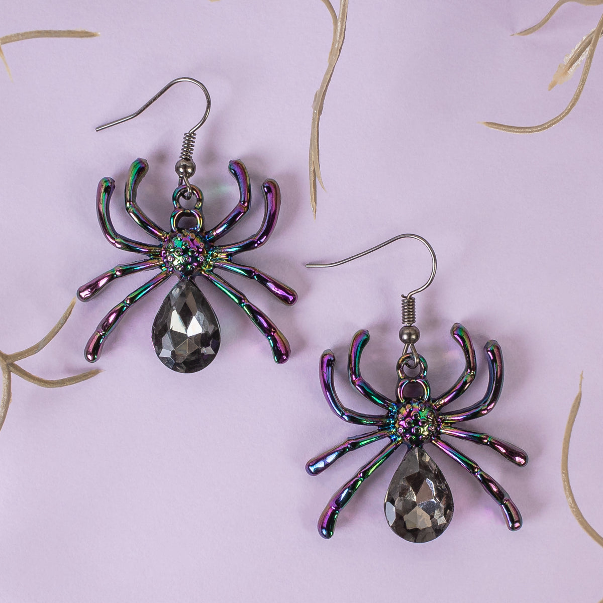 93308 - Spider Earrings - Grey