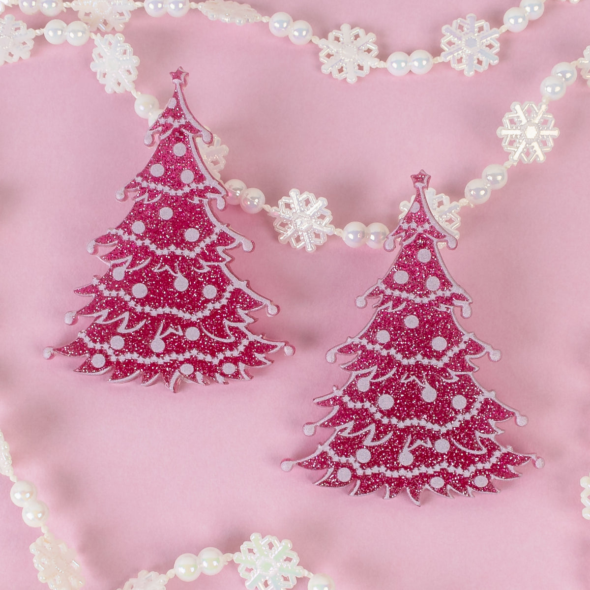 93311 - Christmas Tree Earrings - Pink